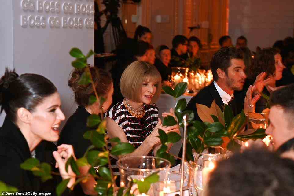 Star-studded: An array of stars were seen chatting over dinner, including Alexandra Daddario, Sydney Sweeney, Dame Anna Wintour and Andrew Garfield
