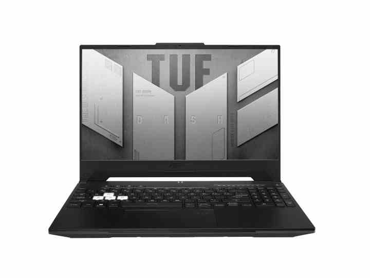 Asus TUF Dash 15 144Hz Gaming Laptop geöffnet und auf Produktbild.