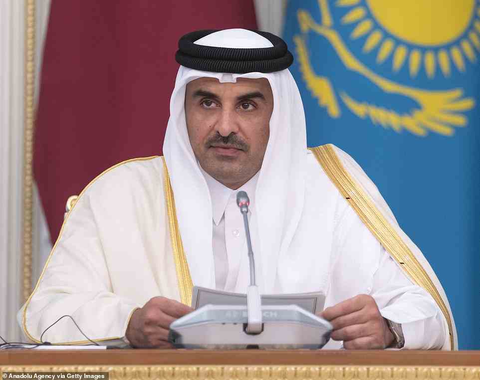 The alcohol ban has reportedly been demanded by the Qatari royal family, headed by the Emir, Sheikh Tamim bin Hamad Al Thani (pictured last month)