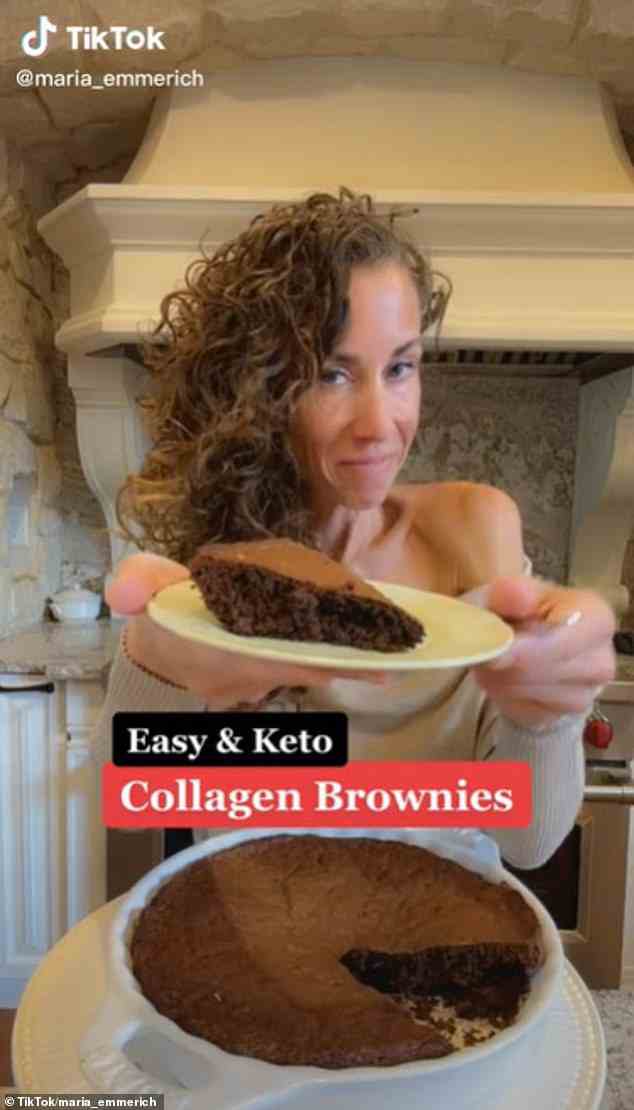 Emmerich demonstrierte in einem anderen Video, wie sie Keto-Kollagen-Brownies herstellt, und bestand darauf, dass sie „Fanlieblinge“ seien