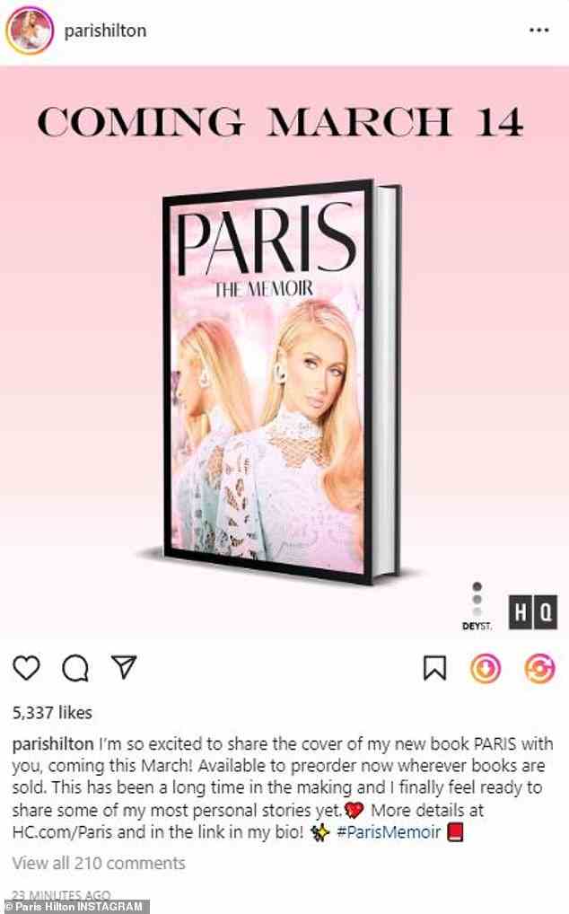 Can't wait: Paris shared the cover of her new memoir on Instagram