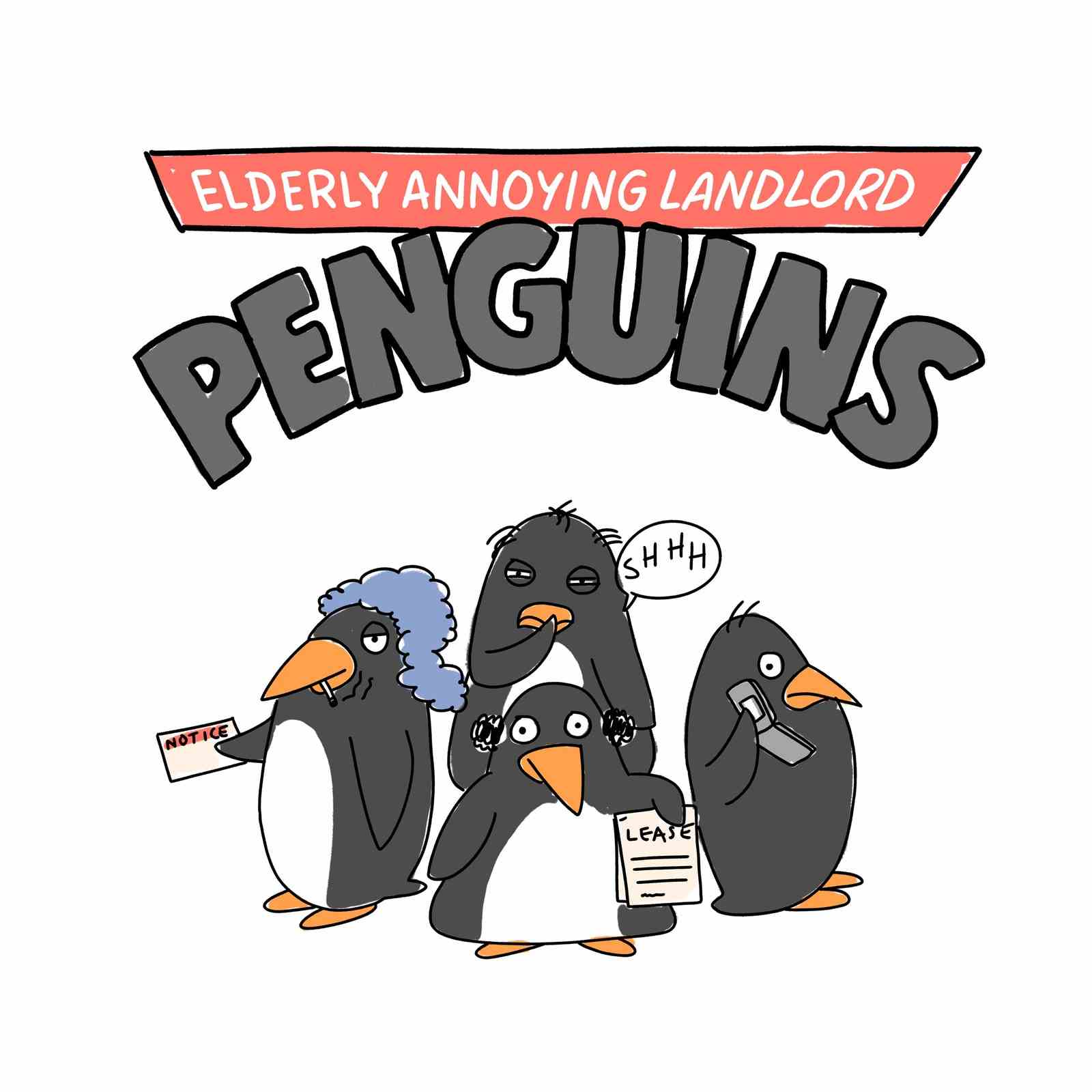 Ältere Pinguine, die Pachtverträge halten.