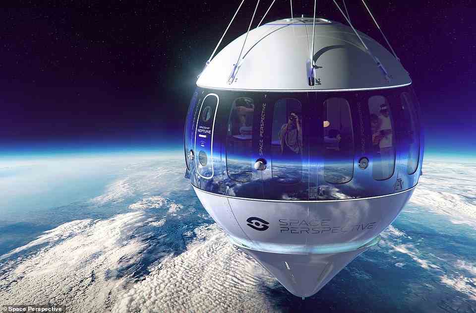 The Florida-based company is offering a unique experience that's smoother than the ride on the spacecrafts of Blue Origin and Virgin Galactic, owing to the balloon that's used to lift the capsule to space. Pictured above is the firm's rendering of the capsule