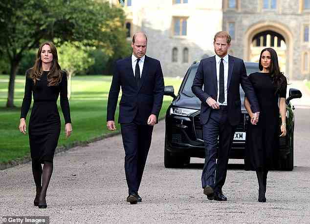 Die Prinzessin und der Prinz von Wales (abgebildet in Windsor am 10. September 2022 mit dem Herzog und der Herzogin von Sussex) werden später in diesem Monat die USA besuchen – aber es ist nicht bekannt, ob die beiden Paare ein Wiedersehen haben werden