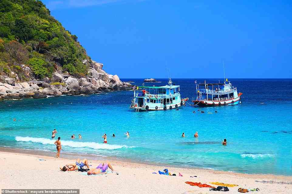Thailand sits in the 'Suffering Cultural Hotspots' category of the 'No' list. Above is the Thai island of Koh Tao, where tourism activities have put a strain on the marine environment