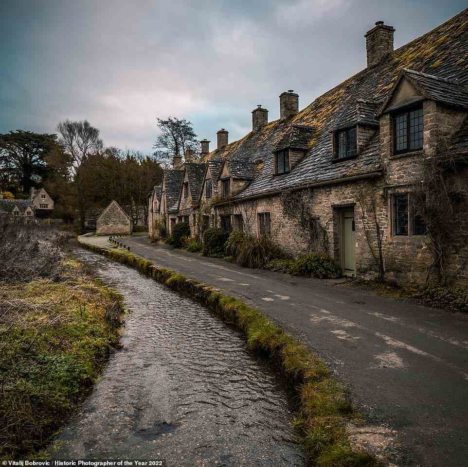 This commended entry by photographer Vitalij Bobrovic shows the quaint Cotswold village of Bibury