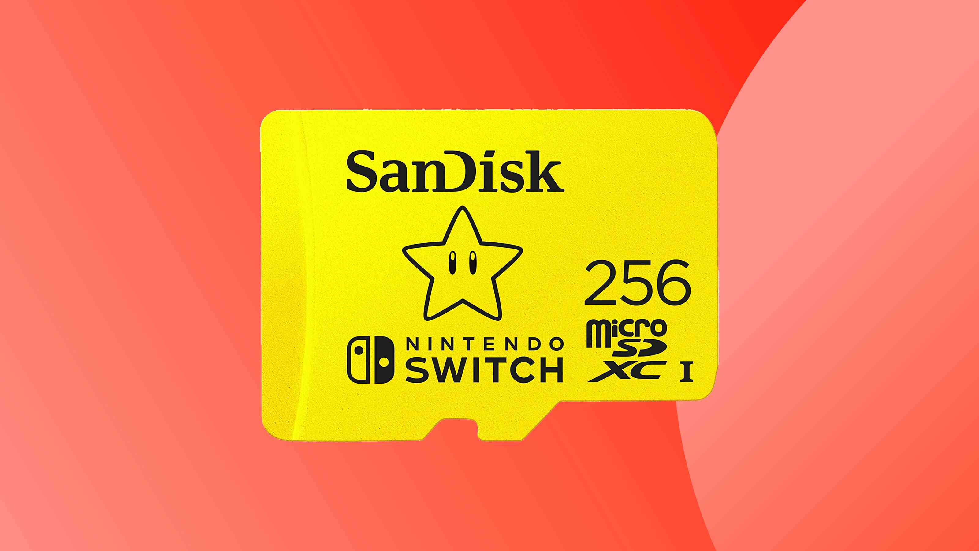 Eine Produktaufnahme der SanDisk Micro SD-Karte vor farbigem Hintergrund