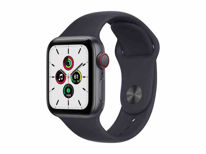 Die Apple Watch SE vor einem weißen Hintergrund.