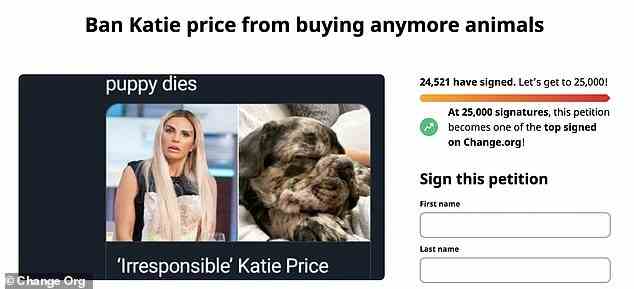 Petition: Kurz nach dem Vorfall mit Rolo, der sich 2019 ereignete, wurde eine Petition gestartet, um Katie den Besitz weiterer Haustiere zu verbieten