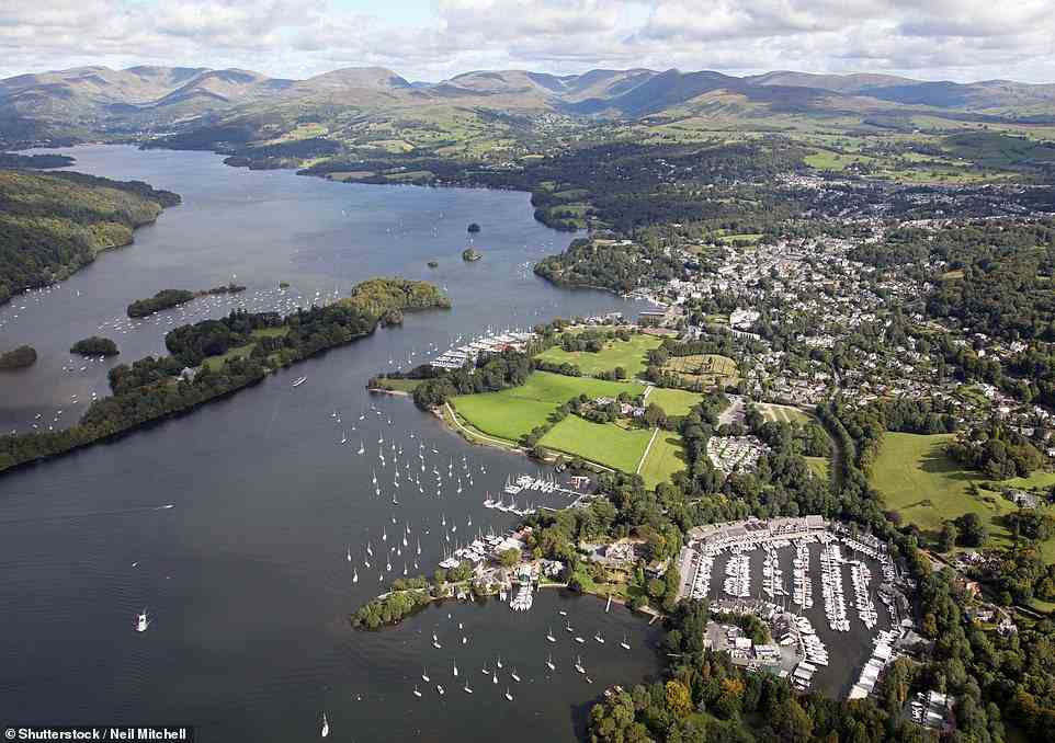 Ted's odyssey sees him cycle around the top end of stunning lake Windermere (above)