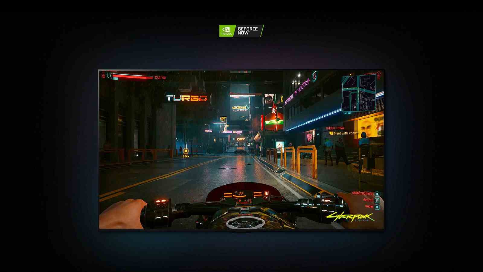 Das LG B2 OLED mit einem Screenshot von Cyberpunk 2077 darauf.