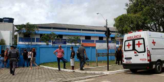 Die staatliche Schule Primo Bitti, eine von zwei Schulen, an denen am 25. November 2022 in Aracruz, Bundesstaat Espirito Santo, Brasilien, eine Schießerei stattfand.