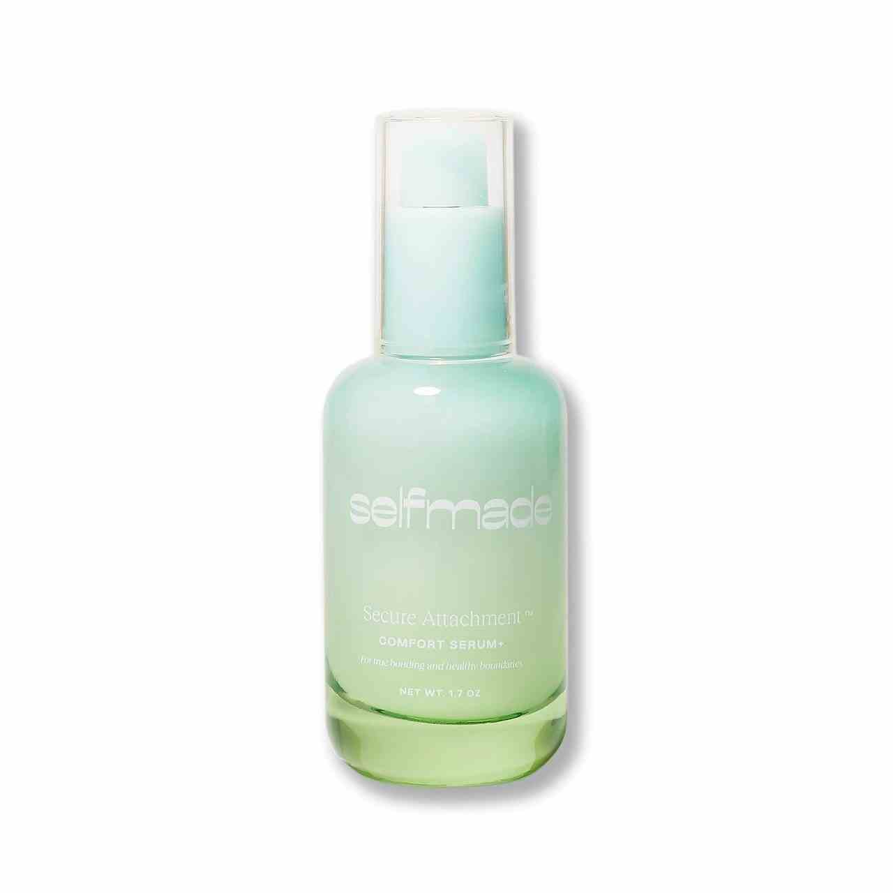 Selfmade Secure Attachment Comfort+ Serum blaue und grüne Flasche auf weißem Hintergrund