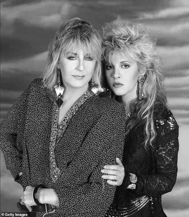 In August 1987, the warring members convened in Christine McVie's home in England after Buckingham had just called off a ten-week tour, saying he wasn't prepared to play any of Nicks's solo work (pictured, Nicks and Christine in 1987)