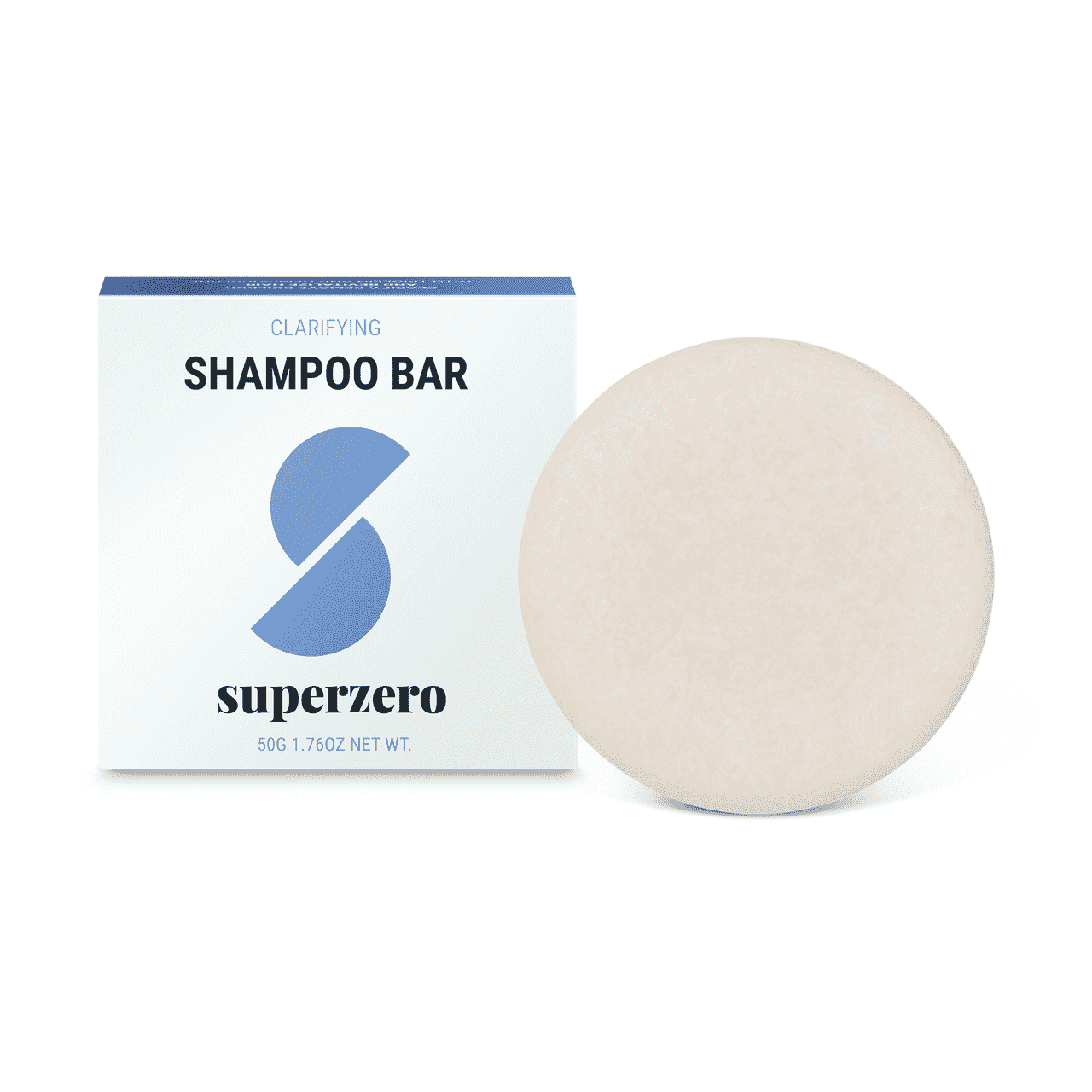 Superzero Clarifying Shampoo Bar auf weißem Hintergrund