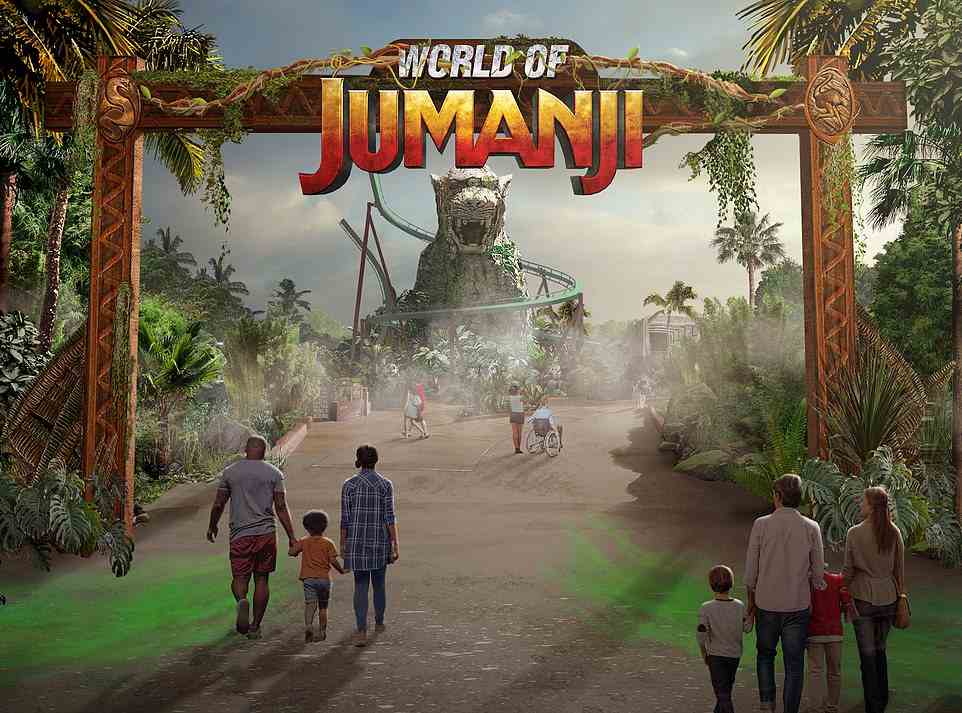 Der weltweit erste Jumanji-Themenpark wird 2023 in Großbritannien eröffnet, wurde bekannt gegeben.  Das 17 Millionen Pfund teure „World of Jumanji“, das auf dem erfolgreichen Jumanji-Film-Franchise basiert, wird im nächsten Frühjahr im Chessington World of Adventures Resort eröffnet (Abbildung oben).