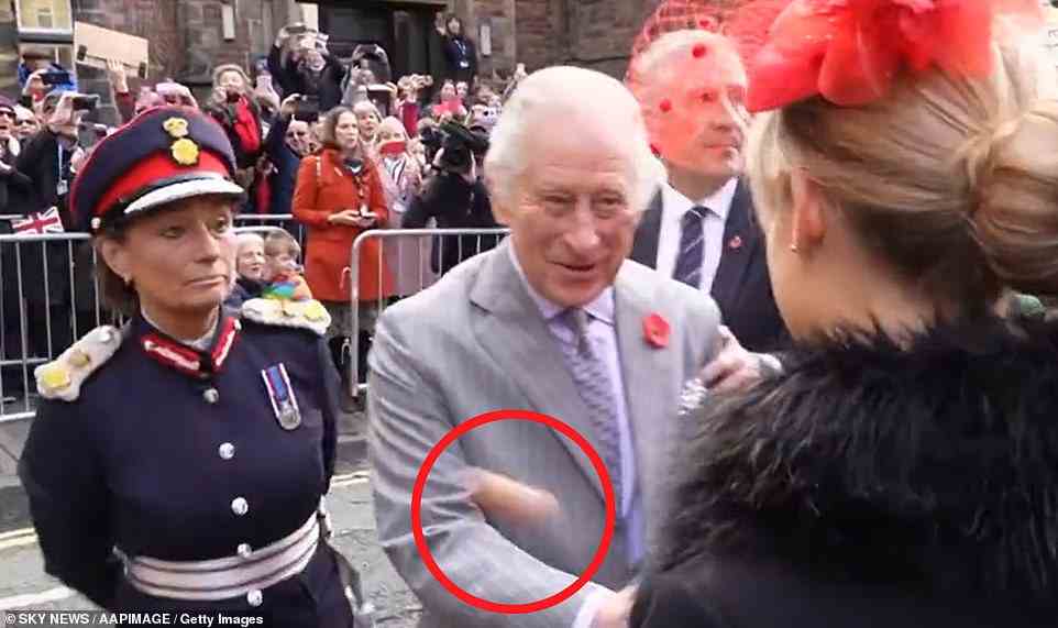 Footage caught the moment eggs flew past King Charles as he was greeted by city leaders in the centre of York this morning