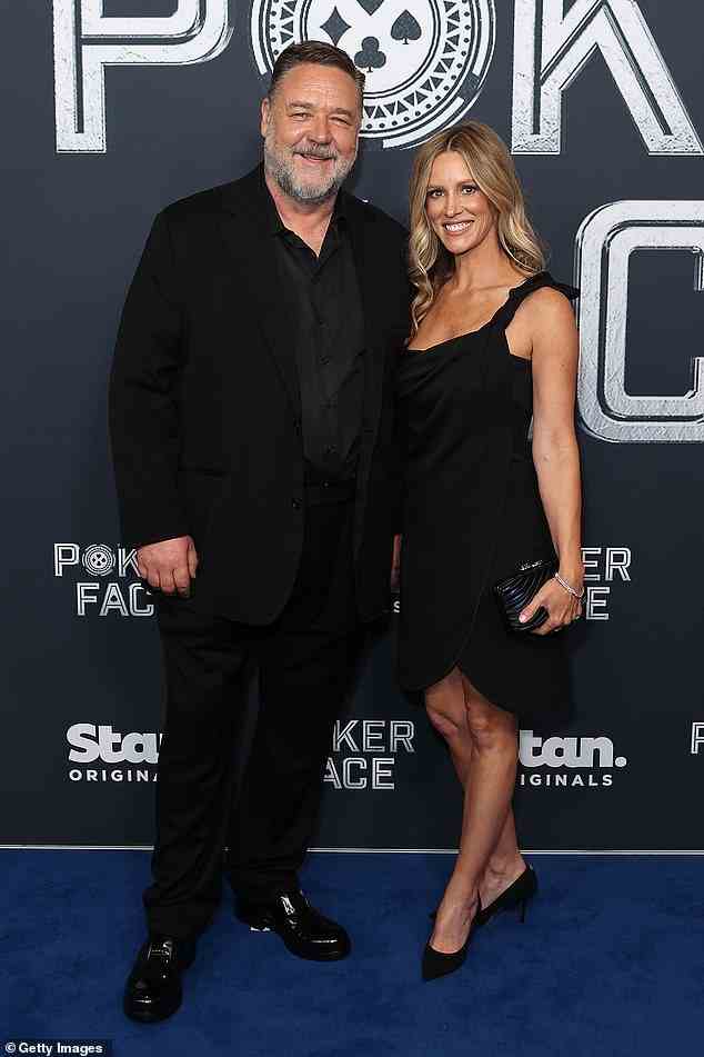 The star of the movie, Russell Crowe, had his girlfriend Britney Theriot on his arm. Russell and Britney are pictured