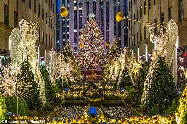 Alles drum und dran: Der Countdown bis Weihnachten läuft in New York auf Hochtouren.  Oben ist der Weihnachtsbaum am Rockefeller Center