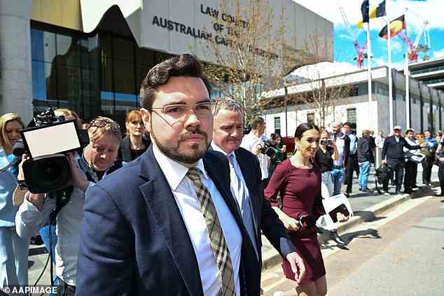 Pictured: Former Liberal Party staffer Bruce Lehrmann leaving the ACT Supreme Court in Canberra