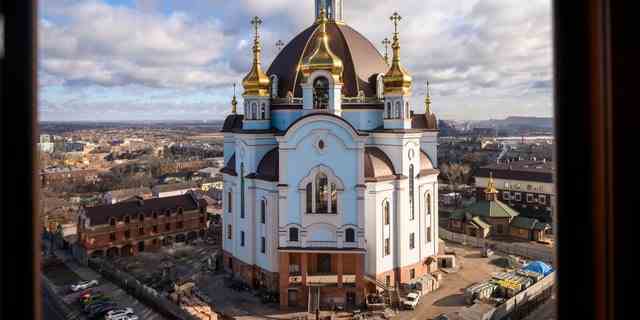 Die Kirche der Fürbitte der Muttergottes in Mariupol, Ukraine.