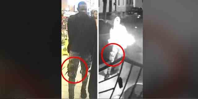 Das Überwachungsvideo zeigt angeblich, dass der Verdächtige bei zwei verschiedenen Vorfällen dieselbe Hose trug. 