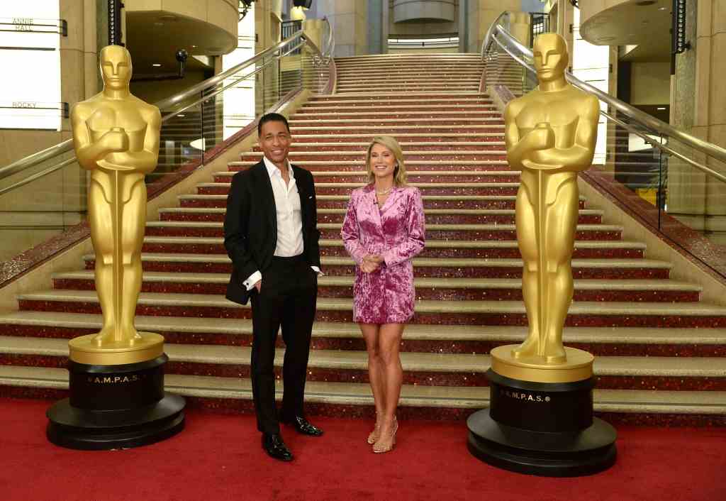 Ein Bild von TJ Holmes und Amy Robach bei den Oscars Previews.