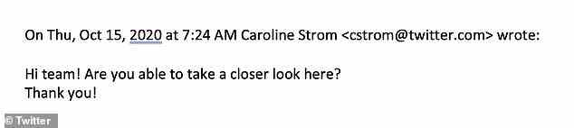 Public policy executive Caroline Strom asked staff what was the cause for the story being blocked