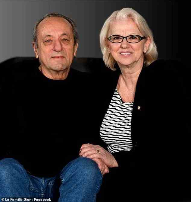 Cancer sadly look another one of Celine's family members - her brother-in-law - eight months later. Her sister Liette's husband, Guy Poirier (seen with Liette), passed away in August 2016