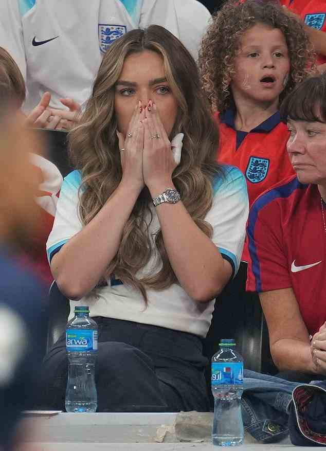 Georgina Irwin appaears to gasp in disbelief as England trails behind France