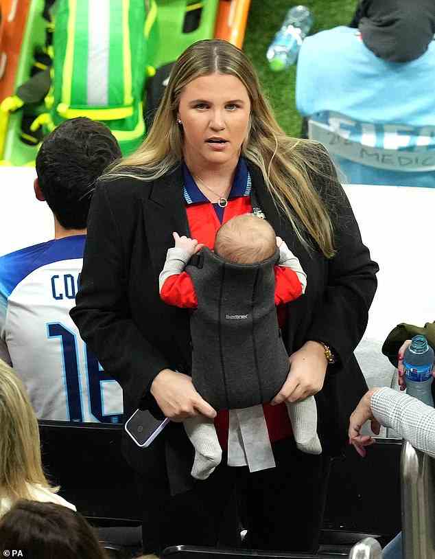 Lauren Fryer, partner of England's Declan Rice, in the stands ahead of the FIFA World Cup Quarter-Final match at the Al Bayt Stadium in Al Khor, Qatar