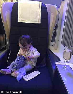 Teds Tochter im Schoß des Luxus - die Erste-Klasse-Kabine einer BA 747
