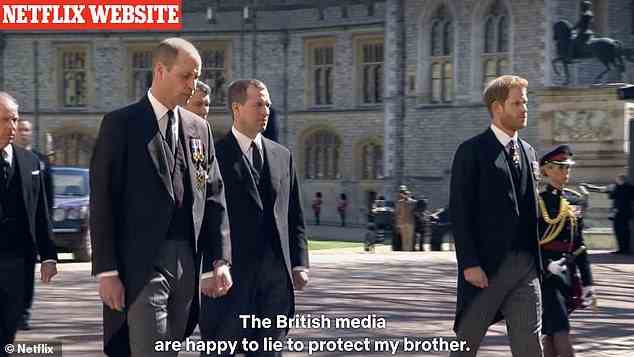 On a slightly different trailer featured on the Netflix website, subtitles can be seen which instead read: 'The British media were happy to lie to protect my brother'
