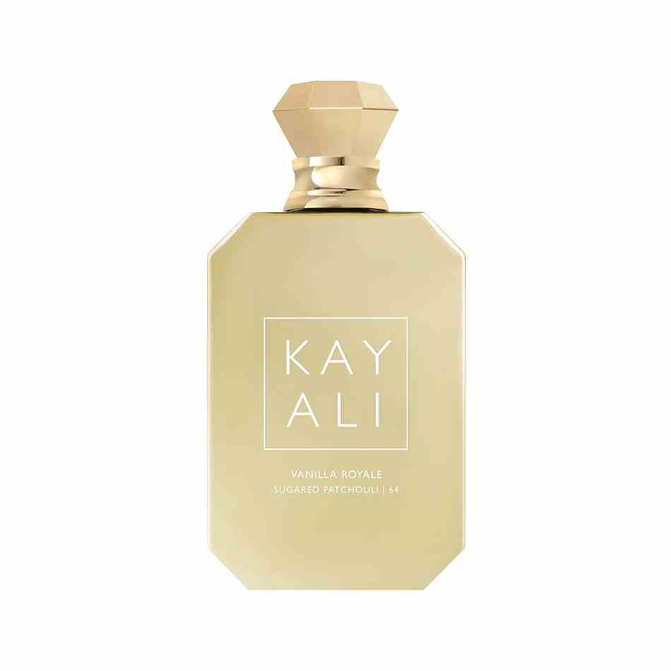 Kayali Vanilla Royale Sugared Patchouli 64 Eau de Parfum Intensive Goldflasche Parfüm auf weißem Hintergrund