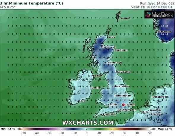 UK kalte Temperaturen