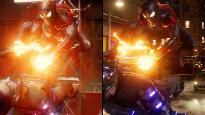 Ein Vergleich eines Finisher-Moves in Spider-Man Miles Morales.