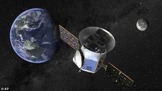 Abgebildet ist eine Illustration des Transiting Exoplanet Survey Satellite (TESS), der 2018 gestartet wurde. Die Raumsonde sucht nach Planeten um die nächsten, hellsten Sterne