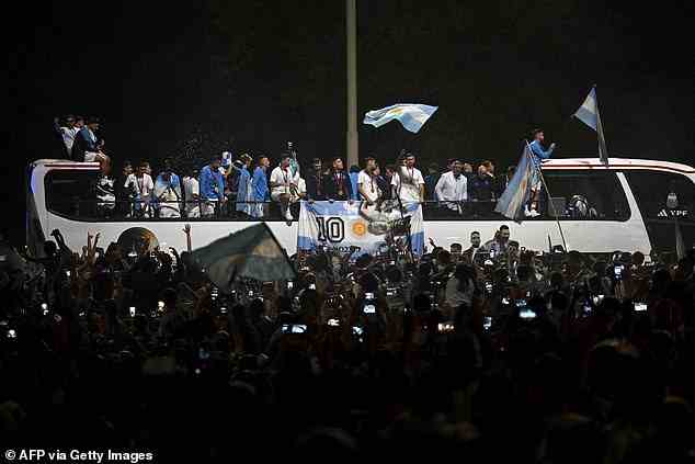 The champions' bus crawled through the Buenos Aires streets with crowd several rows deep