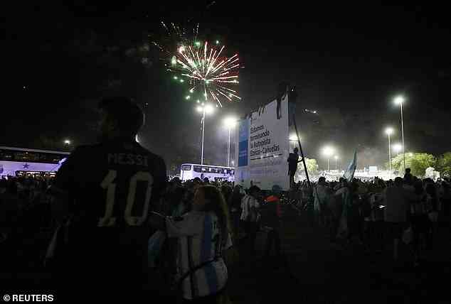Fireworks lit up the sky above the sea of supports who had gathered to catch a glimpse