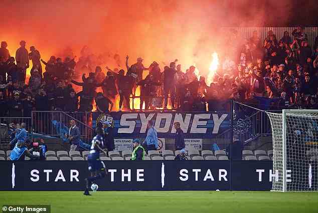 Many flares could also be seen in the crowd during the Sydney FC vs Melbourne Victory game in May earlier this year
