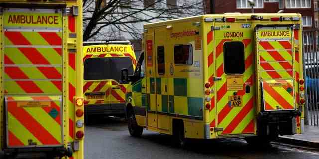 Krankenwagen werden in der Nähe des Royal London Hospital in London, Großbritannien, am 19. Dezember 2022 geparkt. REUTERS/Peter Nicholls