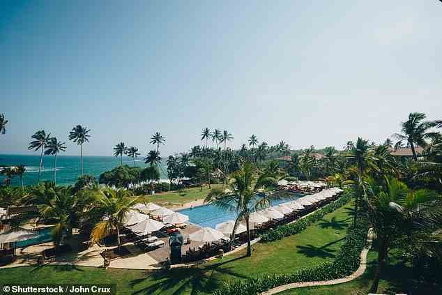 Abgebildet ist das „luxuriöseste Hotel im Süden Sri Lankas“, das Peace Haven Anantara, in der Nähe von Tangalle