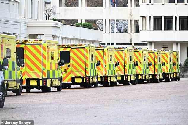 Soldiers preparing for the Ambulance Strike at the Wellington Barracks today