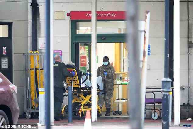 Soldiers - covering for striking ambulance staff - are seen delivering critical patients to the Royal Sussex County Hospital in Brighton