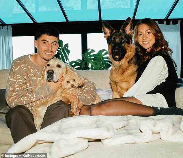 Chelsea-Star Kai Havertz und seine Freundin Sophia posierten mit ihren drei Hunden