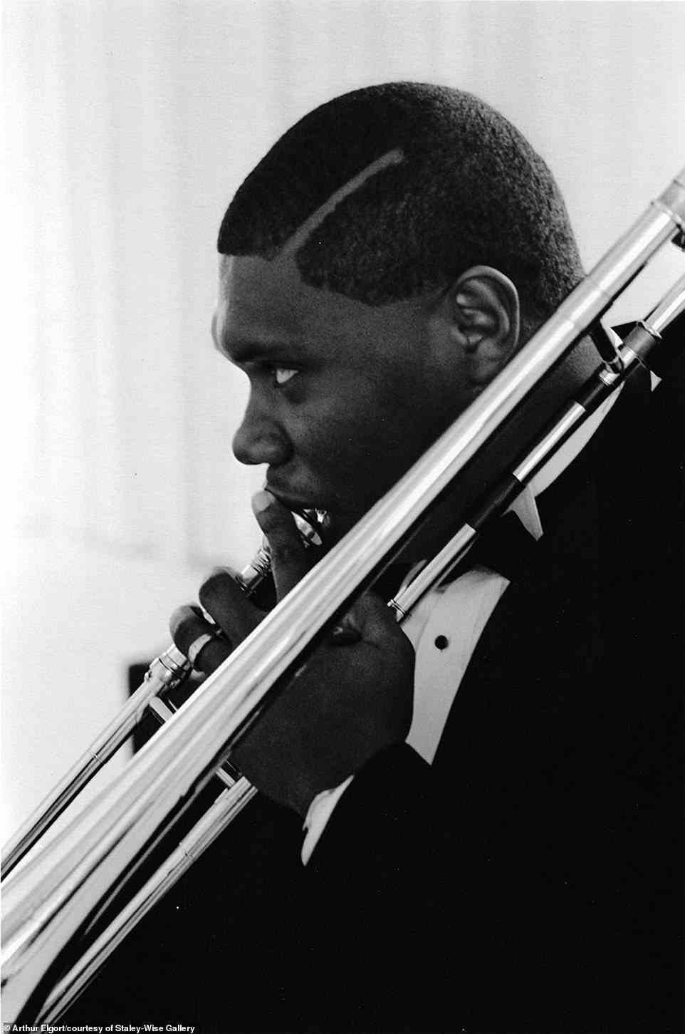 Elgort photographed trombonist Wycliffe Gordon performing in New York City in 1992