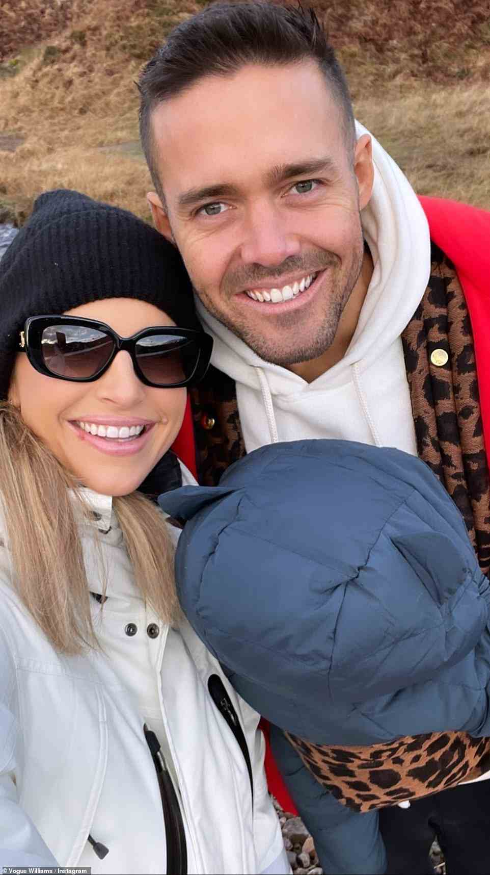 Lovely: Meanwhile, Vogue Williams and Spencer Matthews enjoyed the special day with their three young children Theodore, Gigi and Otto