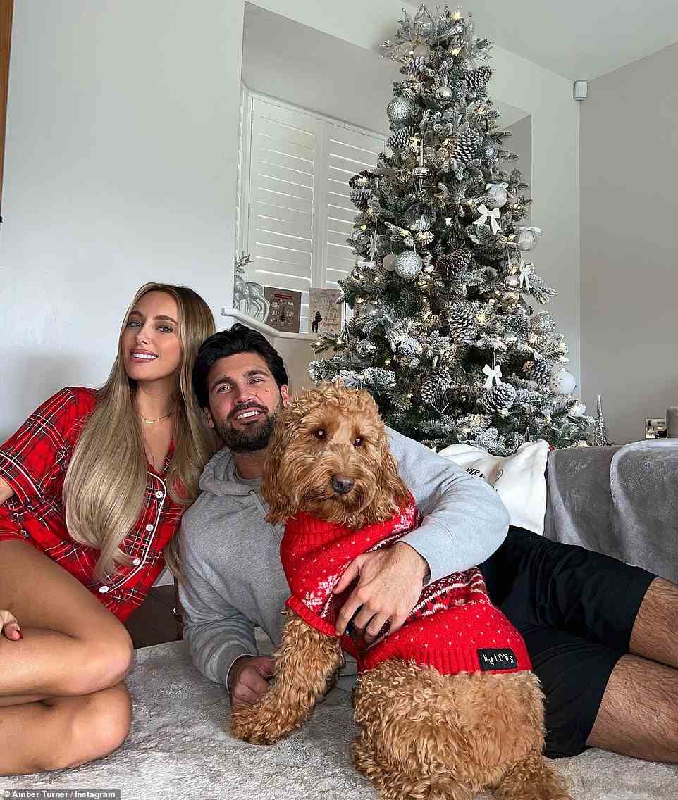 Home sweet home: While TOWIE's Amber Turner and Dan Edgar posed for cute snaps as they spend their first Christmas in their new home
