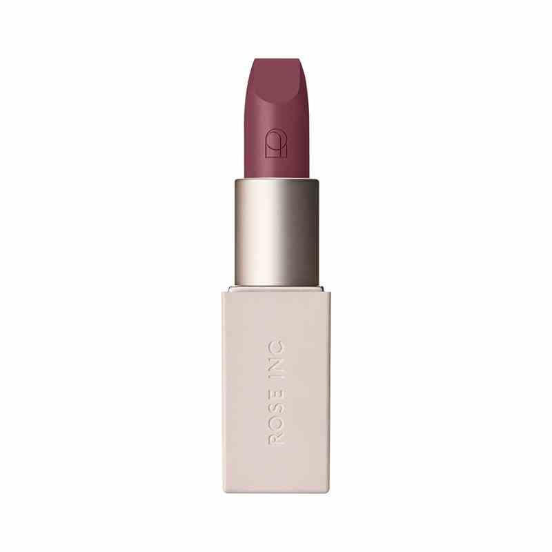 Der Rose Inc. Satin Lip Colour nachfüllbarer feuchtigkeitsspendender Lippenstift auf weißem Hintergrund