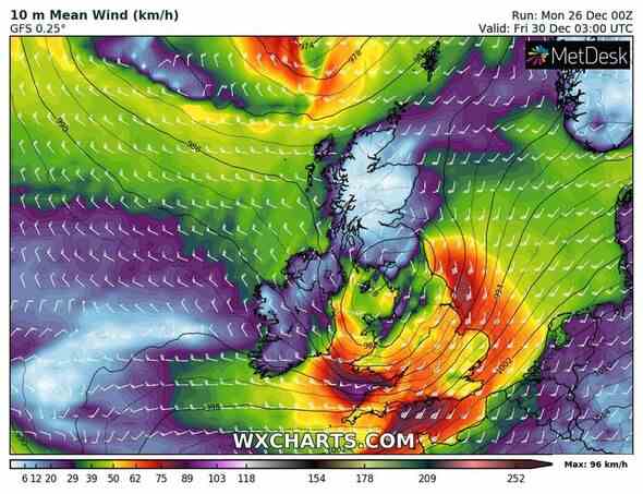 Am Freitag um 3 Uhr morgens werden Winde mit bis zu 96 km/h (59,6 mph) den Südwesten treffen